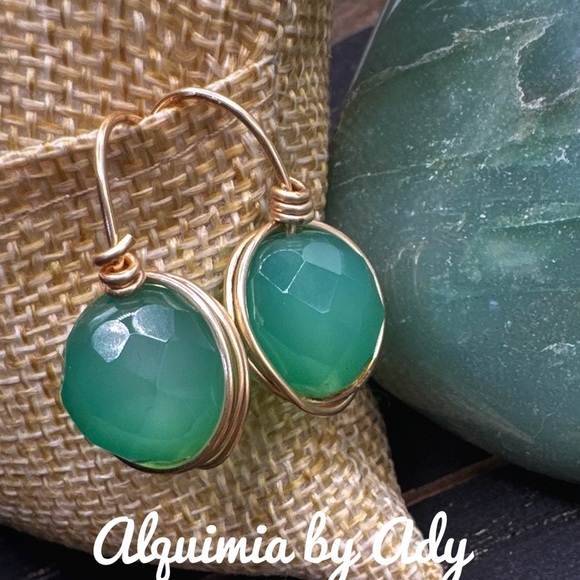 Alquimia Green aventurine and Gold Earrings - Picture 1 of 1